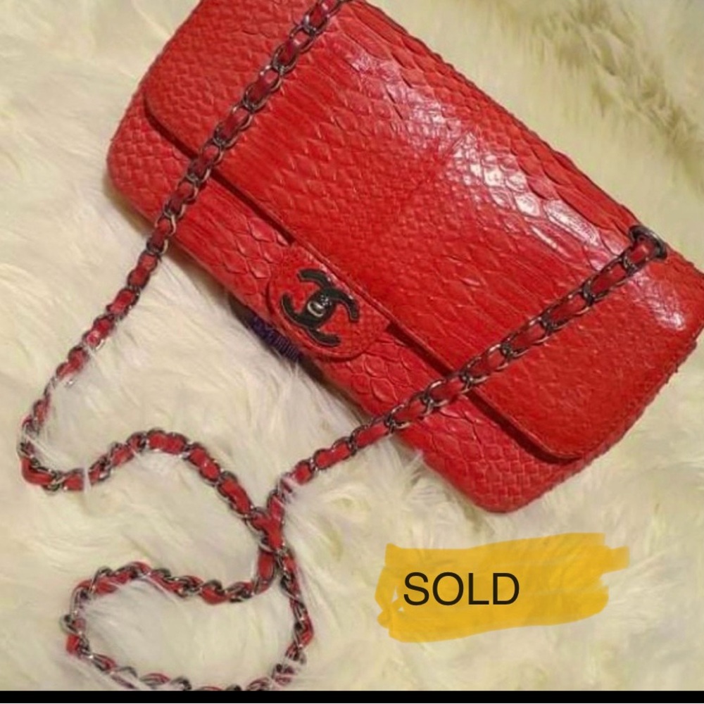 SOLD!!SOLD!!!SOLD!!CHANEL Timeless Classique Python hand/shoulder/crossbody bag